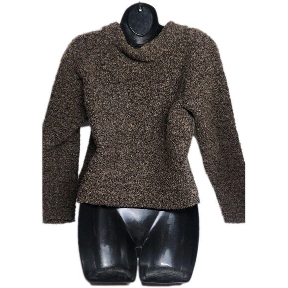 B Moss Acrylic And Wool Sweater Brown Long Sleeve Size Small Zipper Up - Picture 4 of 16